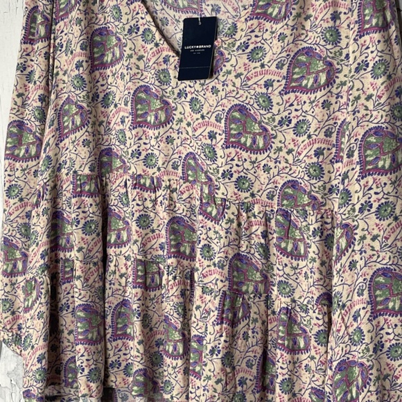 Lucky Brand Victoria Long Sleeve Baby Doll Flowy High/Low Hem Top Sz L NWT - Picture 11 of 15